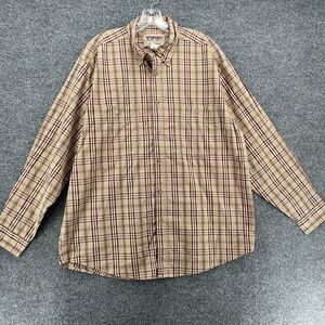 Wrangler Shirt Mens XL Brown‎ Plaid Button Up Rugged Long Sleeve Western Ranch